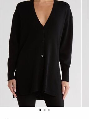 Theory Black V-Neck Button-Front Women's Sweater